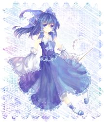 Rule 34 | 1girl, alternate color, ascot, blue ascot, blue eyes, blue hair, blue theme, detached sleeves, effier kyo, effier sxy, female focus, full body, hakurei reimu, japanese clothes, matching hair/eyes, miko, player 2, solo, touhou