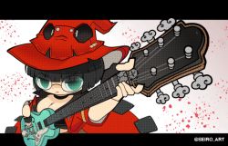Rule 34 | 1girl, animated, animated gif, breasts, dot nose, eyes visible through hair, guilty gear, guilty gear strive, guitar, i-no, instrument, large breasts, leaning forward, looking at viewer, seiro, shiny clothes, shiny skin, sidelocks, skindentation, solo, standing