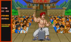 Rule 34 | 1980s (style), bonus, capcom, game, karate, lowres, martial arts, retro artstyle, quote, red hair, retro artstyle, ryu (street fighter), screencap, topless male, street fighter, street fighter 1, thumbs up