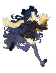 Rule 34 | 1990s (style), 1girl, :&lt;, artemis (sailor moon), ass, bad id, bad pixiv id, bishoujo senshi sailor moon, black hair, blue eyes, blush, box, cat, clothes lift, crescent, crescent facial mark, curly hair, facial mark, forehead mark, full body, hair bun, highres, hong yun ji, in box, in container, loafers, long hair, looking back, luna (sailor moon), luna (sailor moon) (human), personification, purple thighhighs, retro artstyle, running, scarf, school uniform, serafuku, shared clothes, shared scarf, shoes, skirt, skirt lift, thighhighs, very long hair, walking, white background