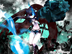 Rule 34 | 10s, 1girl, arm cannon, black rock shooter, black rock shooter (character), gun, lowres, solo, uki (room 405), weapon