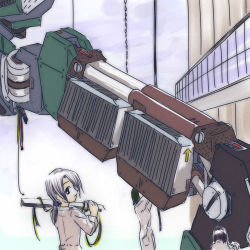 Rule 34 | 2girls, armored core, armored core last raven, female focus, from software, hier, lowres, mecha, mecha musume, multiple girls, outdoors, parts, robot, sky, standing