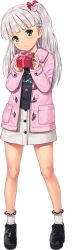Rule 34 | 1girl, blunt bangs, clothes writing, coat, full body, jiji (aardvark), kantai collection, maestrale (kancolle), official art, pink coat, socks, solo, transparent background, white socks