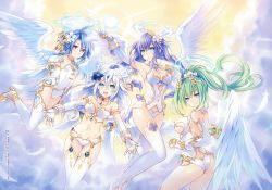 Rule 34 | 4girls, absurdres, angel wings, ass, black heart (neptunia), blanc (neptunia), blue eyes, blue hair, braid, breasts, butt crack, cleavage, collar, elbow gloves, flat chest, four goddesses online: cyber dimension neptune, garter belt, gem, gloves, green heart (neptunia), hair ornament, halo, highres, jewelry, large breasts, leotard, long hair, looking at viewer, medium breasts, multiple girls, navel, neptune (neptunia), neptune (series), noire (neptunia), official art, open mouth, power symbol, power symbol-shaped pupils, purple eyes, purple hair, purple heart (neptunia), red eyes, short hair, short hair with long locks, sideboob, smile, symbol-shaped pupils, thighhighs, tsunako, twin braids, vert (neptunia), white hair, white heart (neptunia), wings