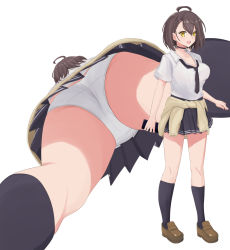 Rule 34 | 1girl, :d, ahoge, ass, azur lane, baltimore (after-school ace) (azur lane), baltimore (azur lane), black choker, black necktie, black skirt, black socks, braid, breasts, brown footwear, brown hair, cardigan, cardigan around waist, cellphone, choker, cleavage, close-up, clothes around waist, collarbone, collared shirt, commentary request, commission, french braid, from below, full body, hair between eyes, highres, holding, holding phone, kneehighs, large breasts, looking at viewer, loose necktie, lower body, mtu virus, multiple views, necktie, official alternate costume, open mouth, panties, partial commentary, partially unbuttoned, phone, pixiv commission, piyoyama, pleated skirt, school uniform, shirt, shoes, short hair, short sleeves, sidelocks, simple background, skirt, smartphone, smile, socks, standing, underwear, upskirt, white background, white panties, white shirt, yellow eyes