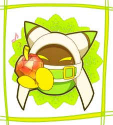 Rule 34 | 1boy, apple, closed eyes, food, fruit, kirby (series), magolor, male focus, musical note, nintendo, no humans, solo, team kirby clash deluxe