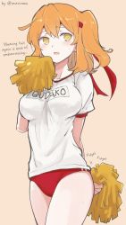 Rule 34 | blush, buruma, fate (series), fujimaru ritsuka (female), headband, imacrown, orange eyes, orange hair, pom pom (cheerleading), sweat