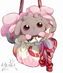 Rule 34 | :&lt;, bag, brown horns, closed mouth, digimon, digimon (creature), floppy ears, highres, horns, in bag, in container, lopmon, multiple horns, no humans, red eyes, simple background, solo, white background, youzaiyouzai112