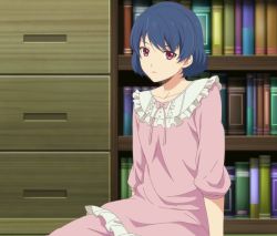 Rule 34 | 1girl, blue eyes, blue hair, domestic na kanojo, red eyes, screencap, solo, stitched, tachibana rui, third-party edit