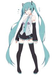 Rule 34 | 1girl, :d, aqua eyes, aqua hair, aqua nails, aqua necktie, bad id, bad pixiv id, black footwear, black skirt, black sleeves, blush, boots, breasts, collared shirt, derivative work, detached sleeves, full body, giryu, grey shirt, hatsune miku, headset, legs apart, long hair, long sleeves, looking at viewer, miniskirt, nail polish, necktie, number tattoo, open mouth, pigeon-toed, shirt, shoulder tattoo, skirt, sleeves past wrists, small breasts, smile, solo, standing, tattoo, thigh boots, thighhighs, twintails, very long hair, vocaloid, vocaloid boxart pose, wing collar, zettai ryouiki