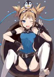 Rule 34 | 10s, 1girl, ;d, agu, bad id, bad twitter id, barefoot, black gloves, blonde hair, blue eyes, blush stickers, cum, cum on body, cum on lower body, feet, fingerless gloves, gloves, granblue fantasy, looking at viewer, one eye closed, open mouth, pengie, short twintails, smile, solo, spread legs, thighhighs, toeless legwear, toes, twintails, white thighhighs