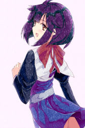 Rule 34 | 10s, 1girl, aramachi, concrete revolutio, highres, hoshino kikko, looking back, purple hair, solo