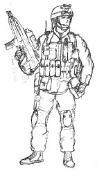 Rule 34 | 1boy, absurdres, airburst grenade launcher, alliant techsystems, assault rifle, bulletproof vest, bullpup, carbine, computerized scope, contraves brashear systems, grenade launcher, gun, headset, heckler &amp; koch, helmet, highres, huge weapon, knife, l-3 communications corporation, l3 technologies, long gun, microphone, military, military program, military uniform, modular weapon system, monochrome, mr. b, multi-weapon, multiple-barrel firearm, night-vision device, objective individual combat weapon (military program), objective infantry combat weapon (military program), original, precision-guided firearm, prototype design, rifle, scope, selectable assault battle rifle (military program), semi-automatic firearm, semi-automatic grenade launcher, sheath, short-barreled rifle, sight (weapon), sketch, smart scope, solo, telescopic sight, thermal weapon sight, transforming weapon, under-barrel configuration, underbarrel assault rifle, underbarrel rifle, unfinished, uniform, walkie-talkie, weapon, xm104 (smart scope), xm29 oicw