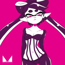 Rule 34 | + +, 1girl, breasts, callie (splatoon), chichi band, cleavage, collarbone, contrapposto, cowboy shot, earrings, groin, inkling, jewelry, looking at viewer, mole, mole under eye, navel, nintendo, parted lips, pink background, pointy ears, ribs, short eyebrows, small breasts, splatoon (series), splatoon 1, tentacle hair, thick eyebrows, thigh gap