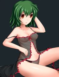 Rule 34 | 1girl, absurdres, bad id, bad pixiv id, breasts, female focus, green hair, highres, kazami yuuka, nipples, panties, red eyes, see-through, short hair, solo, touhou, underwear, yoshimo