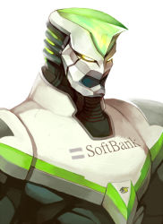 Rule 34 | 10s, 1boy, armor, clothes writing, kaburagi t. kotetsu, male focus, portrait, power armor, power suit, product placement, simple background, solo, superhero costume, ter (otokoter), tiger &amp; bunny, upper body, white background, wild tiger