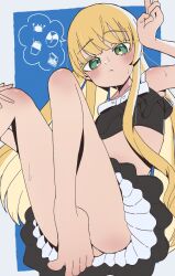 1girl ass blonde_hair blush dei_matsuri feet green_eyes highres kimi_no_koto_ga_dai_dai_dai_dai_daisuki_na_100-nin_no_kanojo long_hair pizzayanopunch swimsuit