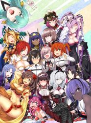 Rule 34 | 1boy, 6+girls, ahoge, animal ears, aqua hair, armor, armored boots, aztec, bare shoulders, bikini, bikini armor, black dress, black hair, black hairband, black ribbon, black thighhighs, blonde hair, blue eyes, blue hair, blue nails, blue ribbon, blush, boots, boudica (fate), braid, breasts, broadsword, brown hair, cape, carmilla (fate), chaldea uniform, choker, cleavage, collar, curled horns, curly hair, dark-skinned female, dark skin, dragon horns, dress, earrings, egyptian clothes, elbow gloves, elizabeth bathory (brave) (fate), elizabeth bathory (fate), euryale (fate), facepaint, facial mark, fate/extra, fate/extra ccc, fate/grand order, fate/hollow ataraxia, fate/prototype, fate/prototype: fragments of blue and silver, fate/stay night, fate (series), fingerless gloves, fingernails, florence nightingale (fate), flower, forehead mark, francis drake (fate), frilled hairband, frills, fue (rhomphair), fujimaru ritsuka (female), fujimaru ritsuka (male), glasses, gloves, green eyes, hair flower, hair ornament, hair over one eye, hair ribbon, hair scrunchie, hairband, halloween, hassan of serenity (fate), hat, headband, headdress, highres, hood, hoop earrings, horns, jackal ears, jacket, japanese clothes, jewelry, juliet sleeves, kimono, kiyohime (fate), knee boots, large breasts, lolita hairband, long fingernails, long hair, long sleeves, looking at viewer, mash kyrielight, mata hari (fate), medea (fate), medusa (fate), medusa (lancer) (fate), medusa (rider) (fate), military, military uniform, multiple girls, nail polish, navel, necktie, nitocris (fate), o-ring, o-ring bikini, o-ring top, one side up, open mouth, orange eyes, orange hair, orange scrunchie, osakabehime (fate), oversized clothes, pauldrons, pink hair, pirate hat, pointy ears, ponytail, puffy sleeves, purple eyes, purple hair, quetzalcoatl (fate), red bikini, red footwear, red hair, revealing clothes, ribbon, rider, robe, scar, scar on face, scrunchie, sharp fingernails, shield, short hair, short ponytail, shoulder armor, shrug (clothing), siblings, side braid, side ponytail, sidelocks, silver hair, silver trim, single braid, sisters, sleeveless, small breasts, smile, soldier (dq3), stheno (fate), strapless, strapless dress, swimsuit, sword, tail, thighhighs, tiara, twins, twintails, two side up, uniform, ushiwakamaru (fate), v, vambraces, very long hair, weapon, white cape, white dress, yellow eyes, yellow scrunchie