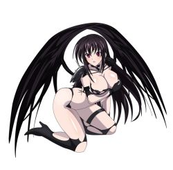 Rule 34 | 10s, 1girl, black hair, breasts, cleavage, fallen angel, high school dxd, large breasts, long hair, midriff, raynare, yxyyxy