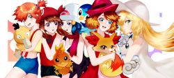 Rule 34 | 5girls, absurdres, alolan form, alolan vulpix, creatures (company), dawn (pokemon), fennekin, game freak, gen 1 pokemon, gen 3 pokemon, gen 4 pokemon, gen 6 pokemon, gen 7 pokemon, highres, lillie (pokemon), may (pokemon), misty (pokemon), multiple girls, nintendo, phanta, piplup, pokemon, pokemon (anime), pokemon (creature), psyduck, serena (pokemon), torchic