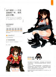 Rule 34 | 1girl, absurdres, alternate costume, arms behind back, assault rifle, bare shoulders, belt, black footwear, black gloves, black hair, black panties, blush, boots, breasts, brown eyes, bullpup, camcorder, charlotte (anime), chibi, chinese text, cleavage, cosplay, eyebrows, fingerless gloves, full body, girls&#039; frontline, gloves, gun, hair between eyes, hair ribbon, hand on own hip, head tilt, highres, kishiyo, leaning to the side, long hair, long twintails, looking to the side, magazine (weapon), medium breasts, multiple views, necktie, non-web source, official alternate costume, official art, one eye closed, orange eyes, panties, personification, pleated skirt, qbz-97, red ribbon, ribbon, rifle, sakura ayane, scan, school uniform, serafuku, simplified chinese text, sitting, skirt, star (symbol), star print, stats, strap, thighhighs, tomori nao, tomori nao (cosplay), torn clothes, torn legwear, twintails, type 97 (girls&#039; frontline), underwear, very long hair, video camera, voice actor connection, weapon, white background, white thighhighs, zettai ryouiki
