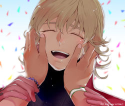 Rule 34 | 10s, 1boy, 723 (tobi), ^ ^, bad id, bad pixiv id, barnaby brooks jr., birthday, bracelet, brown eyes, closed eyes, confetti, closed eyes, hands on another&#039;s face, jewelry, kaburagi t. kotetsu, laughing, tiger &amp; bunny, trocco
