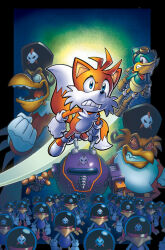Rule 34 | @ @, blue eyes, gloves, goggles, goggles on head, grin, multiple boys, multiple tails, neckerchief, shoes, smile, sonic (series), sonic the hedgehog (archie comics), tail, tails (sonic), teeth, tracy yardley, two tails, white gloves