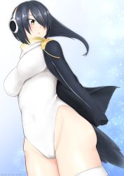 Rule 34 | 10s, 1girl, 2017, absurdres, blush, breasts, clenched hand, covered navel, emperor penguin (kemono friends), hair over one eye, highres, kemono friends, large breasts, long sleeves, mishima ryo, solo, tail
