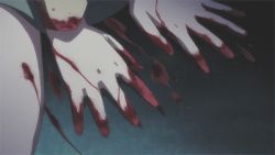 Rule 34 | 1girl, animated, animated gif, black eyes, blood, blood on face, blood on clothes, cuticle tantei inaba, lowres, solo