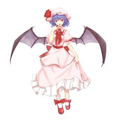 Rule 34 | 1girl, absurdres, bat wings, female focus, full body, hat, highres, magicxiang, remilia scarlet, shoes, short hair, solo, tongue, touhou, transparent background, white background, wings
