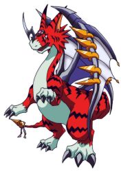 Rule 34 | claws, digimon, digimon (creature), doruguremon, dragon, horns, simple background, solo, white background, wings