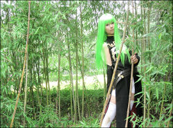 Rule 34 | airbrushed, c.c., chinese text, code geass, cosplay, green hair, photo (medium)