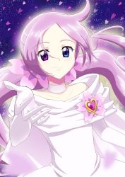 Rule 34 | 1girl, absurdres, bare shoulders, blue eyes, brooch, cape, choker, closed mouth, dress, elbow gloves, forehead, gloves, heart, heart brooch, heartcatch precure!, heterochromia, highres, jewelry, long hair, low twintails, mugen silhouette, outstretched hand, petals, pink eyes, pink hair, precure, sentyouoekaki, smile, solo, split mouth, twintails, upper body, white cape, white choker, white dress, white gloves