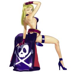 Rule 34 | 1girl, arm support, armpits, back, backless dress, backless outfit, bare back, belt, blonde hair, bracelet, breasts, dress, fatal fury, fingerless gloves, full body, g-string, garou: mark of the wolves, gloves, high heels, jenet behrn, jewelry, legs, long legs, looking back, medium breasts, official art, one eye closed, panties, senno aki, shiny skin, shoes, sideboob, simple background, sitting, skindentation, skull and crossbones, smile, snk, solo, spread legs, string panties, the king of fighters, thigh strap, thighs, thong, underwear, white background, wink