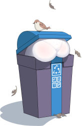 Rule 34 | 1girl, absurdres, animal, arrow (symbol), ass, ass focus, bird, blue archive, from behind, heart, heart print, highres, in container, leaf, lower body, miyu (blue archive), panties, panties under pantyhose, pantyhose, recycle bin, recycling symbol, simple background, solo, sparrow, thighs, tiamohly, trash can, underwear, wedgie, white background, white pantyhose