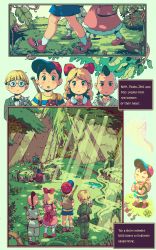 Rule 34 | 1girl, 3boys, animated, animated gif, baseball bat, baseball cap, black hair, blonde hair, braid, briefcase, dress, english text, formal, grass, green suit, hat, highres, jeff andonuts, moonshen timojim, moss, mother (game), mother 2, multiple boys, ness (mother 2), nintendo, paula (mother 2), pink dress, pixel art, plant, poo (mother 2), praying, red headwear, red ribbon, ribbon, robot, shirt, shorts, striped clothes, striped shirt, suit, sunlight, tree, vines