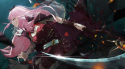 Rule 34 | 1girl, absurdres, armlet, black cape, blunt bangs, bracer, breasts, cape, cleavage, clenched teeth, commentary, daichi, detached sleeves, determined, dress, english commentary, fang, fighting, from side, grin, highres, holding, holding scythe, hololive, hololive english, large breasts, long dress, long hair, mori calliope, pink eyes, pink hair, red dress, scythe, see-through, see-through sleeves, shoulder spikes, side slit, single detached sleeve, sleeveless, sleeveless dress, smile, spikes, straight hair, teeth, tiara, torn cape, torn clothes, veil, virtual youtuber
