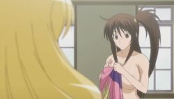 Rule 34 | 00s, 2girls, animated, animated gif, breasts, brown eyes, dressing, large breasts, lowres, multiple girls, nipples, sekirei, tsukiumi, uzume