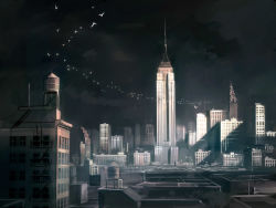 Rule 34 | bird, building, chrysler building, city, cityscape, empire state building, new york city, no humans, scenery, seo tatsuya, skyscraper