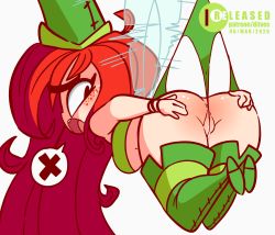 Rule 34 | 1girl, animated, animated gif, anus, ass, betilla, cleft of venus, diives, fairy, freckles, highres, huge ass, looking at viewer, looking back, panties, rayman, rayman origins, red hair, thick thighs, thighs, uncensored, underwear, wedgie, white panties, wings