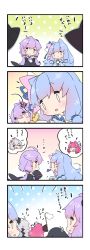 Rule 34 | ..., 0 0, 4girls, 4koma, :d, :o, ahoge, animal, animal ears, animal hood, antenna hair, black jacket, blue dress, blue hair, blue ribbon, blue sleeves, blush, brown dress, bug, butterfly, butterfly net, closed eyes, closed mouth, comic, commentary request, cup, detached sleeves, dress, fake animal ears, flying sweatdrops, hair between eyes, hair ornament, hair ribbon, hand net, highres, holding, holding butterfly net, holding cup, hood, hood down, hooded jacket, insect, jacket, kizuna akari, kotonoha akane, kotonoha aoi, long hair, long sleeves, milkpanda, multiple girls, open clothes, open jacket, open mouth, parted lips, pink hair, polka dot, profile, puffy long sleeves, puffy sleeves, purple hair, rabbit ears, rabbit hood, red ribbon, ribbon, short hair with long locks, siblings, silver hair, sisters, sleeveless, sleeveless dress, sleeves past wrists, smile, teacup, translation request, very long hair, vocaloid, voiceroid, wide sleeves, yuzuki yukari