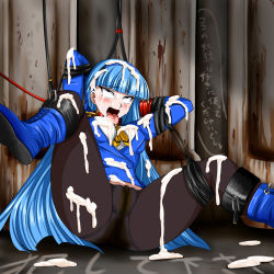 Rule 34 | 1990s (style), ahegao, artist request, bdsm, blue hair, bondage, bound, bukkake, cameltoe, cum, drooling, fucked silly, human toilet, humiliation, magic knight rayearth, pantyhose, public use, rolling eyes, ryuuzaki umi, spread legs, toilet, tongue, tongue out