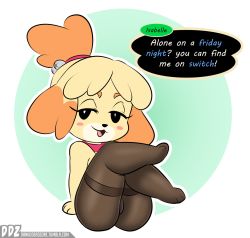 Rule 34 | 1girl, :3, animal crossing, animal hands, arm support, artist name, bell, black eyes, black pantyhose, blonde hair, blush stickers, character name, collar, dankodeadzone, english text, female focus, full body, furry, furry female, green background, hair bell, hair ornament, hair tie, half-closed eyes, highres, image sample, isabelle (animal crossing), jingle bell, leaning back, legs up, looking at viewer, nintendo, open mouth, outline, pantyhose, short hair, simple background, sitting, smile, solo, speech bubble, talking, text focus, thighband pantyhose, topknot, topless, tumblr sample, two-tone background, watermark, web address, white outline