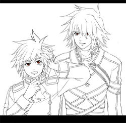 Rule 34 | 00s, age difference, father and son, kratos aurion, lloyd irving, lowres, red eyes, short hair, sio vanilla, tales of (series), tales of symphonia