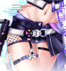Rule 34 | 1girl, absurdres, artist name, black jacket, black shorts, commentary, crop top, cropped jacket, english commentary, groin, highres, honkai: star rail, honkai (series), jacket, lower body, mea (manami030), midriff, navel, open fly, short shorts, shorts, silver wolf (honkai: star rail), skindentation, solo, standing, thigh gap, thigh strap, thighs, watermark