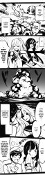 Rule 34 | 10s, 1boy, 3girls, 5koma, absurdres, abyssal ship, admiral (kancolle), aircraft carrier oni, aircraft carrier princess, battleship water oni, comic, english text, explosion, greyscale, handkerchief, hat, highres, kantai collection, kitakami (kancolle), long image, monochrome, multiple girls, peaked cap, sailor collar, sekigan, tall image, tears, torpedo