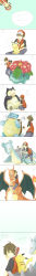 Rule 34 | absurdres, bad id, bad pixiv id, blastoise, charizard, claws, comic, creatures (company), dragon, game freak, gen 1 pokemon, highres, hug, lapras, long image, looking at another, nintendo, pikachu, pokemon, pokemon (creature), pokemon frlg, red (pokemon), snorlax, starter pokemon trio, tall image, translation request, venusaur