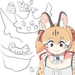 Rule 34 | animal costume, animal ear fluff, animal ears, cat ears, cat girl, cat tail, highres, kemono friends, kemono friends v project, large-spotted genet (kemono friends), long hair, mcgunngu, ribbon, tail, twintails, virtual youtuber