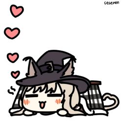 Rule 34 | 1girl, animal ears, animated, animated gif, hat, heart, kotatsu, lowres, lying, open mouth, seseren, table, witch hat
