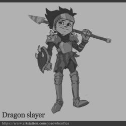 Rule 34 | 1boy, absurdres, armor, armored boots, artist name, bandana, boots, breastplate, copyright request, full body, grey background, greyscale, hand up, highres, holding, holding polearm, holding weapon, joaowbenfica, long sleeves, monochrome, over shoulder, polearm, shield, short hair, shoulder plates, shoulder spikes, simple background, solo, spear, spikes, watermark, weapon, weapon over shoulder, web address